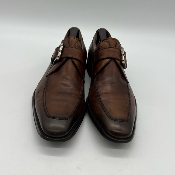 Magnanni Men’s Sz 10.5M Burnished Brown Leather Single Monk Strap Dress Shoes. - Picture 2 of 13